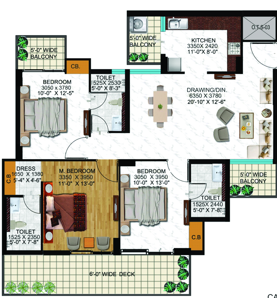 Aqua Casa 1795 sq ft 3 BHK floor plan layout